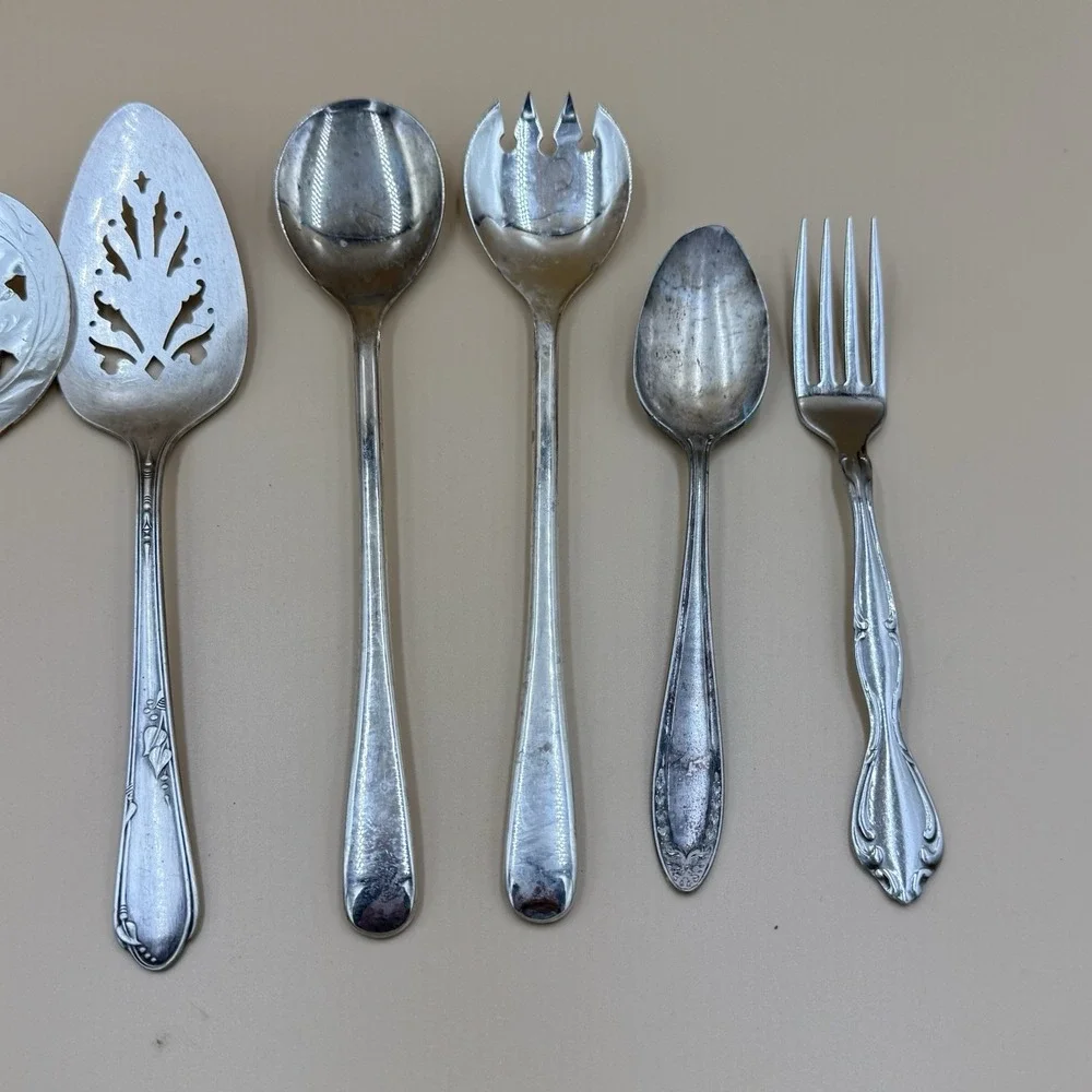 Lot of 6 Vintage Silverware Various Brands 1940s Silver Plated England Italy